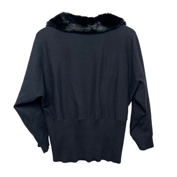 Vintage Y2K Axcess Liz Claiborned Fur Collar Cardigan XL - Picture 2 of 8